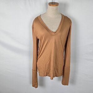 Free People T-Shirt Women's S Golden Nugget Fresh and Clean Long Sleeve Tee NWT